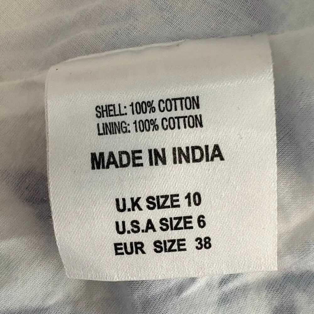 LK Bennett 6 Blue White Floral Midi Skirt Cotton Cottagecore Preppy Luxury Retro